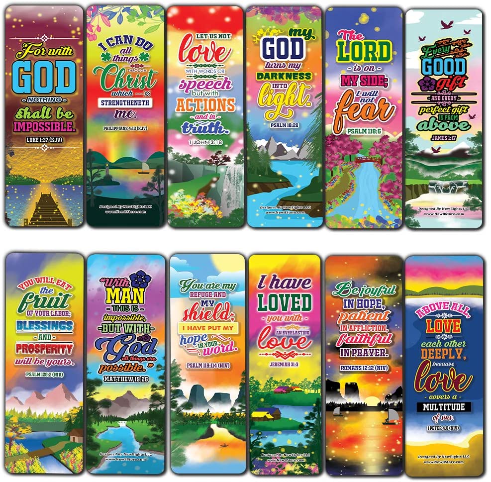 Inspirational Quotes Bible Verse Bookmarks (60-Pack) - Church Memory V ...