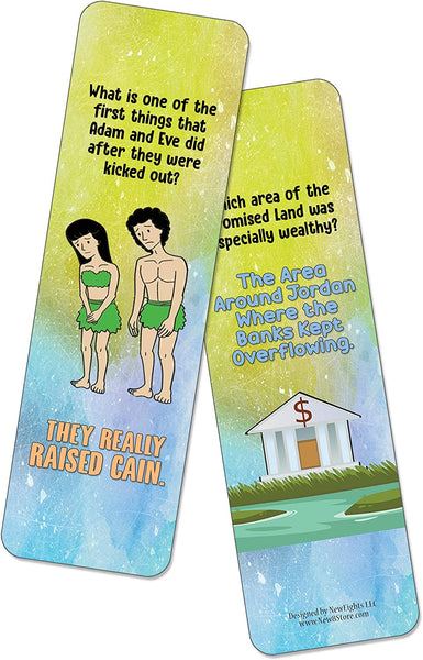 NewEights Christian Jokes Series 4 Bookmarks (60-Pack) – Daily Entertainment Card Set – Interesting Book Page Clippers – Great Gifts for Kids and Teens