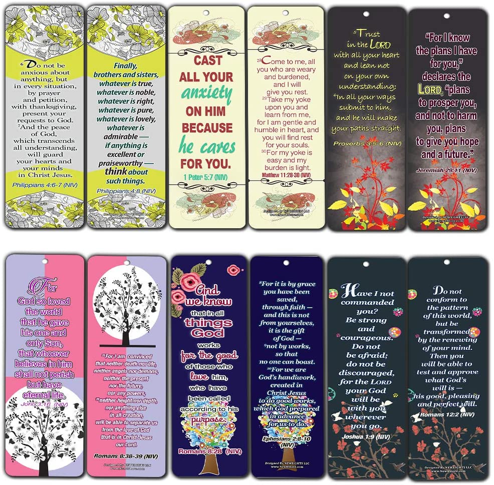 Memory Bible Verses Bookmarks Cards (60-Pack) - Floral Flowers Christian Living Encouragement Gifts for Women Mom Girls Stocking Stuffers