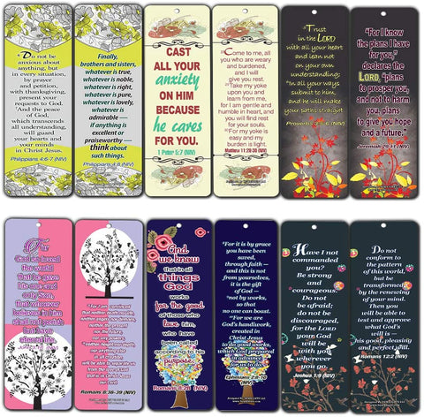 Memory Bible Verses Bookmarks Cards (60-Pack) - Floral Flowers Christian Living Encouragement Gifts for Women Mom Girls Stocking Stuffers