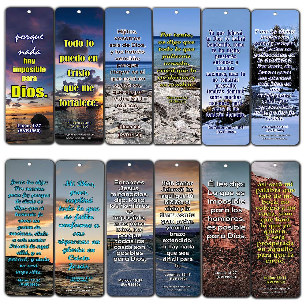 Spanish Religious Bible Quotes Bookmarks for Doing The Impossible (RVR1960)