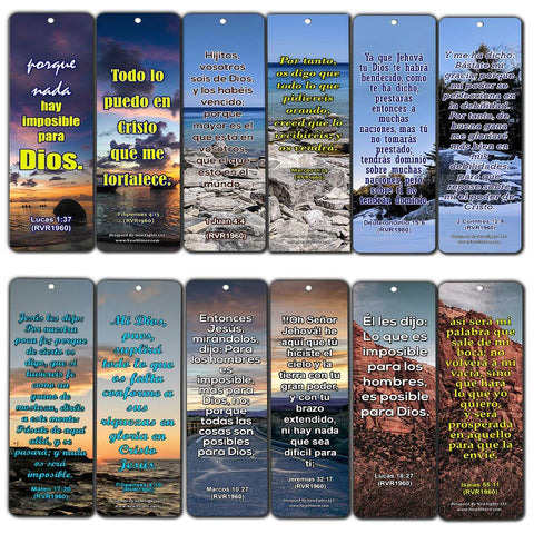 Spanish Religious Bible Quotes Bookmarks for Doing The Impossible (RVR1960)