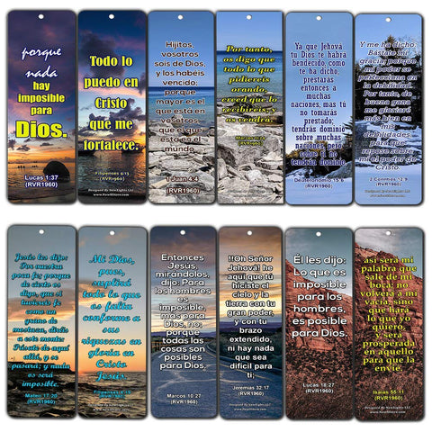 Spanish Religious Bible Quotes Bookmarks for Doing The Impossible (RVR1960)
