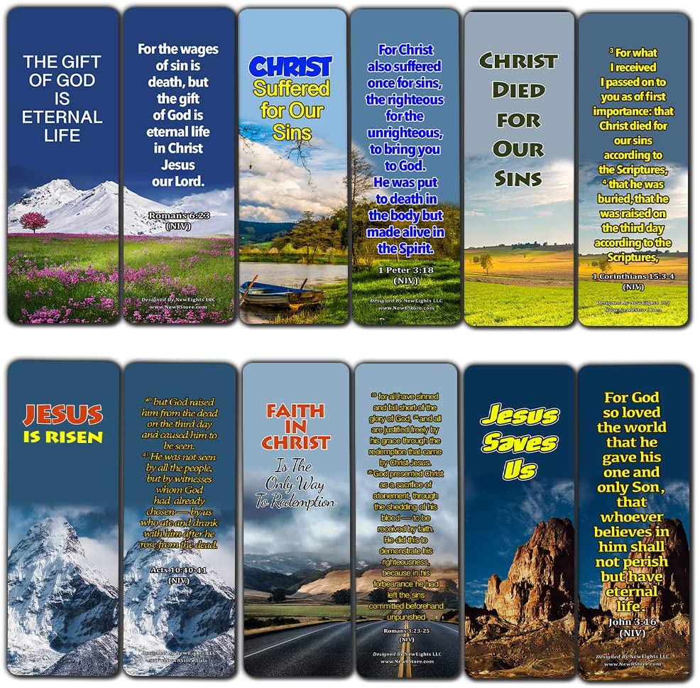 Top Bible Verses Bookmarker Cards (30 Pack) - Christian Gifts for Men Women - Jesus is Risen Resurrection of Christ God's Love - Church Supplies Encouragement