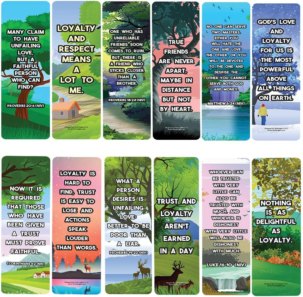 NewEights Famous Verses and Quotes on Loyalty (30-Pack) – Daily Motivational Card Set – Collection Set Book Page Clippers – Ideal for Church Events