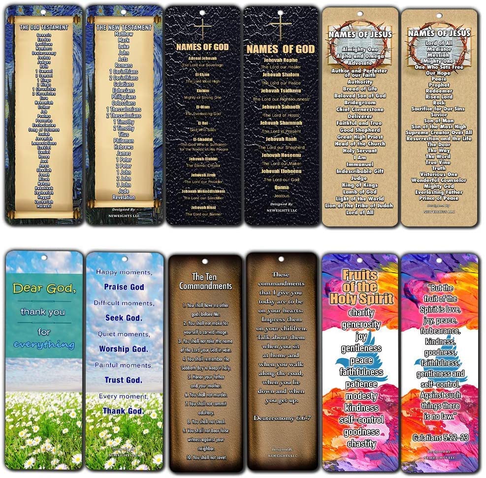 Book of the Bible Bookmarks (12-Pack) - Religious Basket Stuffers for Bible Studies VBS Cell Group Good Friday Easter Thanksgiving Christmas Church Supplies