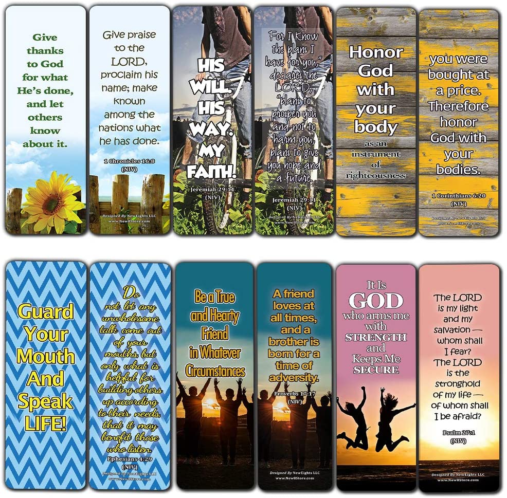 Devotional Bible Verses for Youth Bookmarks (30 Pack) - Handy Life Changing Bible Texts and Quotes That Are Very Uplifting Perfect for Daily Devotional for Teens