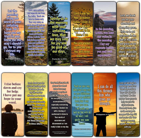 Popular Prayers and Bible Scriptures on Morning Prayers Bookmarks - 12 Pack