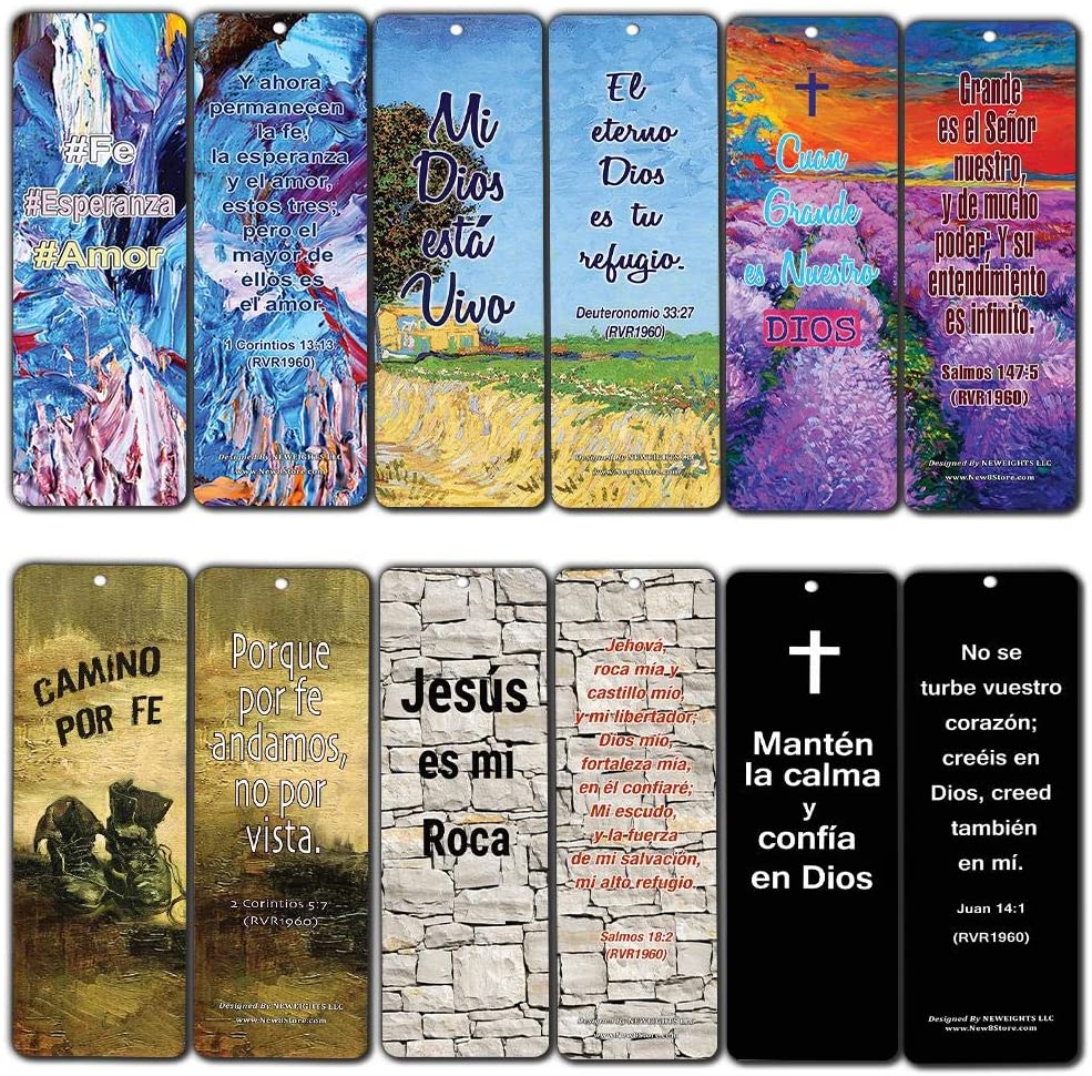 Spanish Favorite Bible Verses Bookmarks (60 Pack) - Bulk Collection & Gift with Inspirational, Motivational, Encouragement Messages