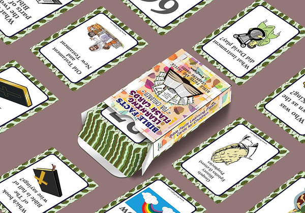 NewEights Bible Facts Learning Flashcards for Children (4-Deck) - Educational Homeschooling Teaching Teachers Set for Day Care Classroom Nursery Home - Religious Cards for Boys Girls