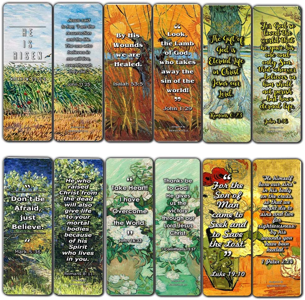 Christian Bookmarks Cards - Jesus has Risen (60 Pack) - John 3:16 Scriptures - God's Love Living Faith - Great Stocking Stuffers for Sunday School Bible Study Men Women Ministry Baptism Encouragement