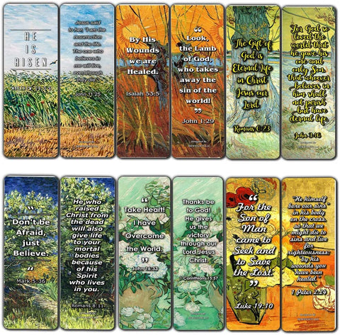 Christian Bookmarks Cards - Jesus has Risen (60 Pack) - John 3:16 Scriptures - God's Love Living Faith - Great Stocking Stuffers for Sunday School Bible Study Men Women Ministry Baptism Encouragement