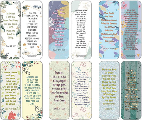 NewEights Popular Prayers and Bible Scripture About Peace Bookmarks (60-Pack) – Uplifting Prayer Card Set – Inspirational Book Page Clippers – Ideal for Church Events Giveaways