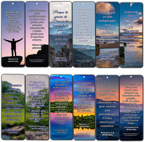 Spanish Bible Verses About Grace (60 Pack) - Perfect Giftaway for Sunday School and Learn Spanish Language