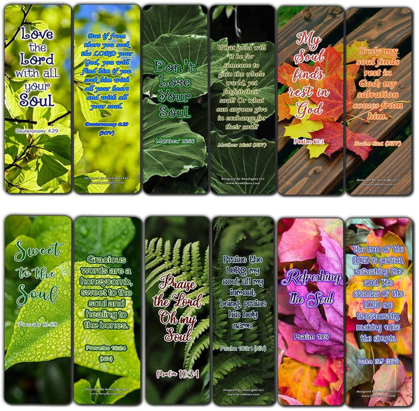 Inspirational Bible Verses about the Soul Bookmarks (30 Pack) - Well Designed and Easy To Memorize Bible Verses - Christian Stocking Stuffers Birthday Assorted Bulk Pack - Church Memory Verse Rewards