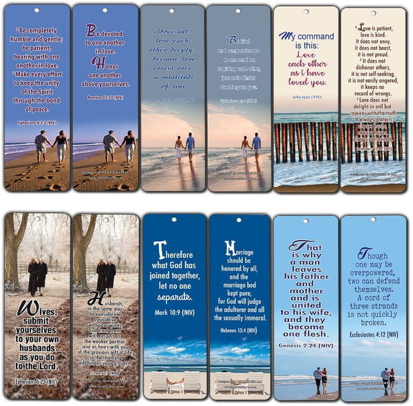 Bible Verses About Marriage Bookmarks (60 Pack) - Great Reminder from the Bible to Maintain a Healthy Marriage Love Relationships for Husband and Wife Couple
