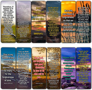 Popular Prayers and Bible Scriptures on Forgiveness Bookmarks - 12 Pack