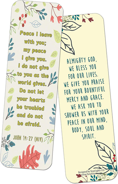 NewEights Popular Prayers and Bible Scripture About Peace Bookmarks (30-Pack) – Daily Encouragement Prayer Verse Card Set – Book Page Clippers – Ideal for Church Gathering Events Give-aways