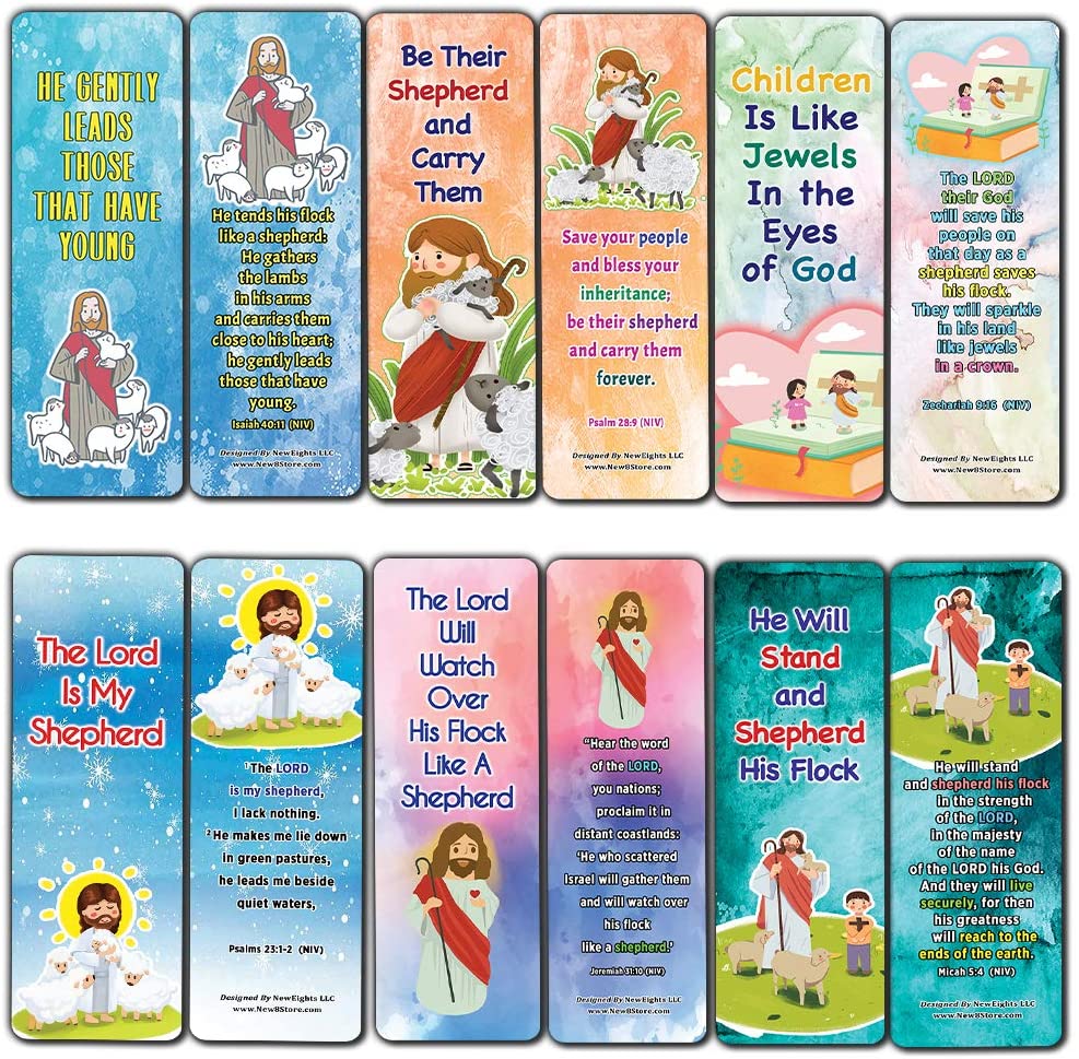 Popular Bible Verses about The Lord Is My Shepherd Bookmarks Cards (60-Pack) - Perfect Giveaways for Sunday School, VBS and Children's Ministry