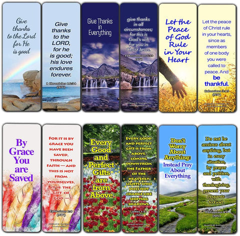 Thankful Bible Verses Bookmarks (60 Pack) - Perfect Giveaways for Sunday School and Ministries