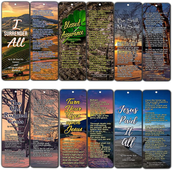 Hymn Bookmarks Series 2 - I Surrender All (60-Pack)- Handy Hymns of Old That You Can Use Wherever You Go