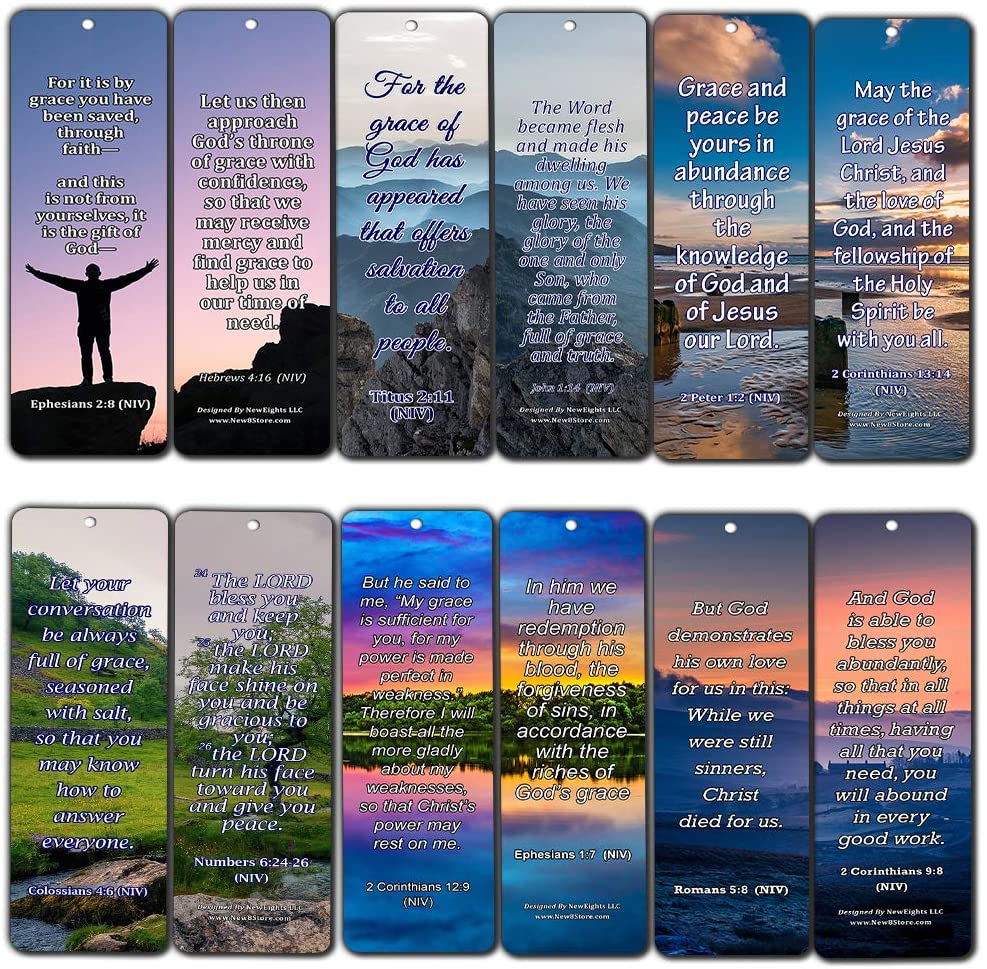 Bookmarks for Bible Verses About Grace NIV (30 Pack) - Handy Reminder Book marker About God?s Grace