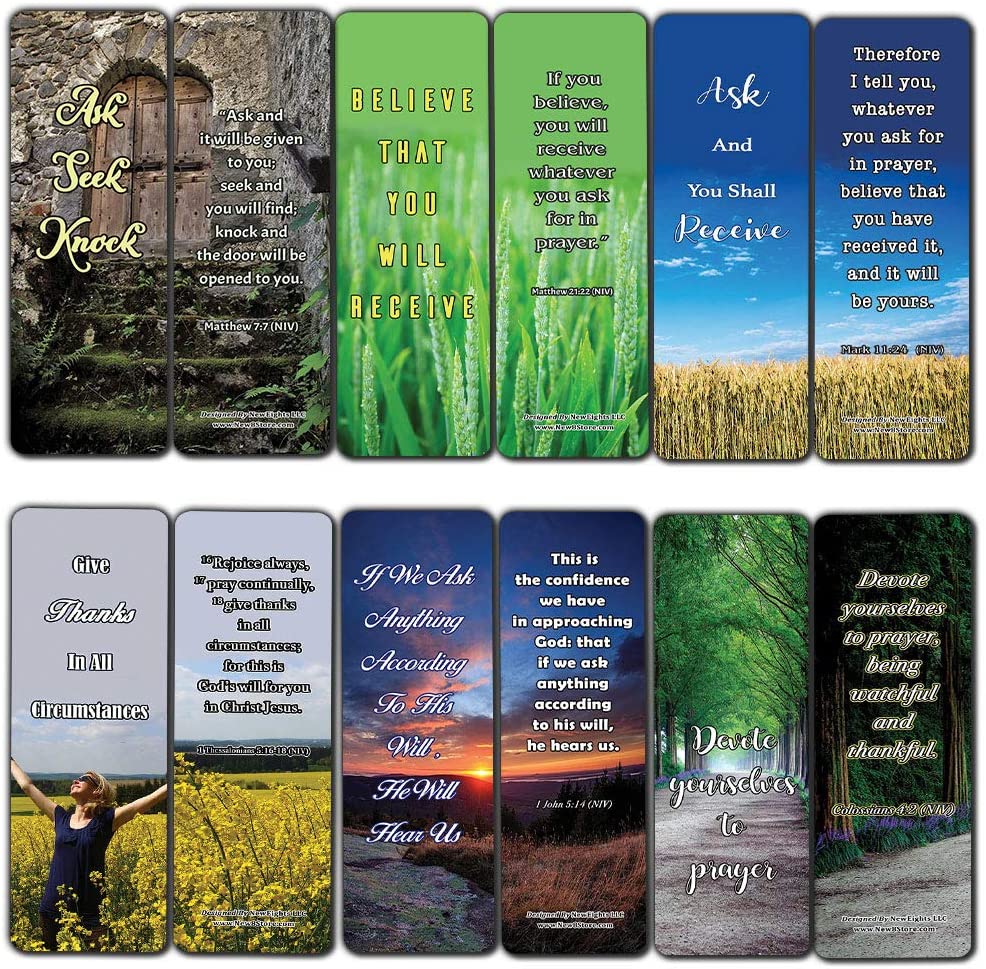 Secret To Powerful Prayer Memory Verses Bookmarks (60-Pack) - Perfect Giftaway for Sunday School and Ministries
