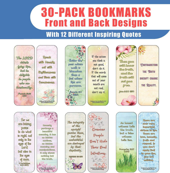 NewEights Famous Verses and Quotes on Honesty (30-Pack) – Daily Motivational Card Set – Collection Set Book Page Clippers – Ideal for Church Events