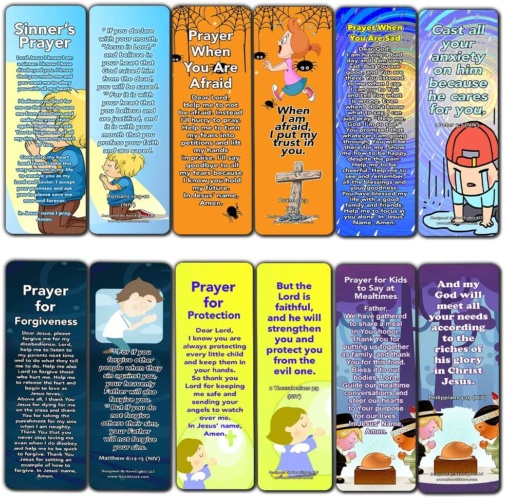 Children's Prayers Bookmarks (60 Pack) - Prayers that Simple and Easy for Kids to Pray