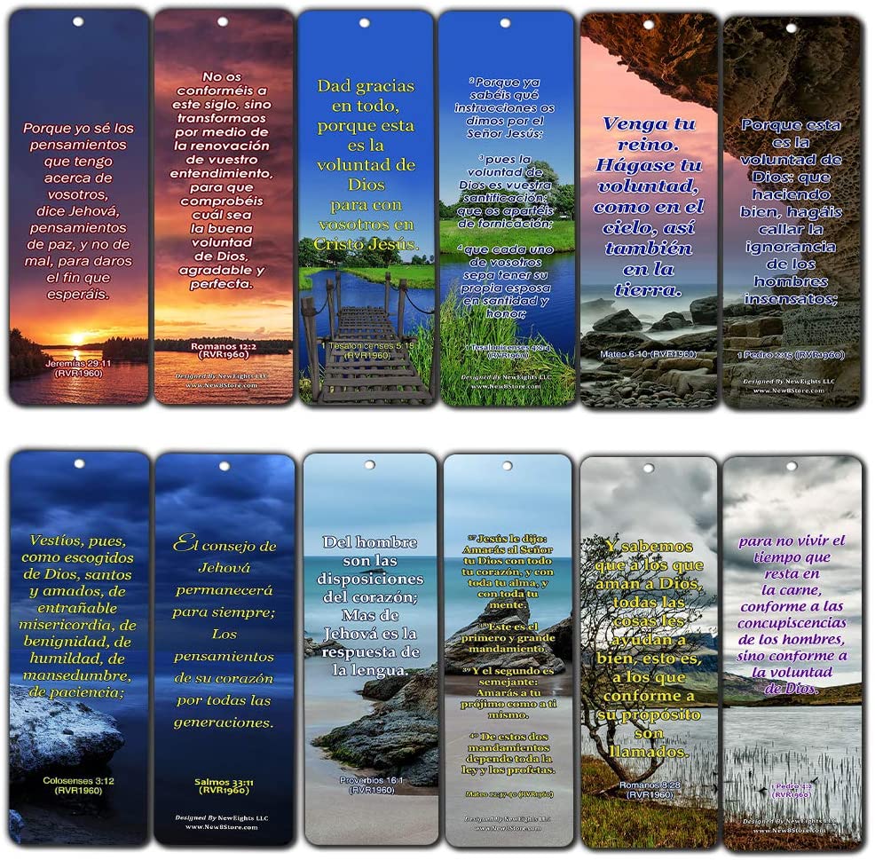 Spanish Religious Bookmarks - Bible Verses About Health (60 Pack) - Perfect Giftaway for Sunday Schools and Ministries
