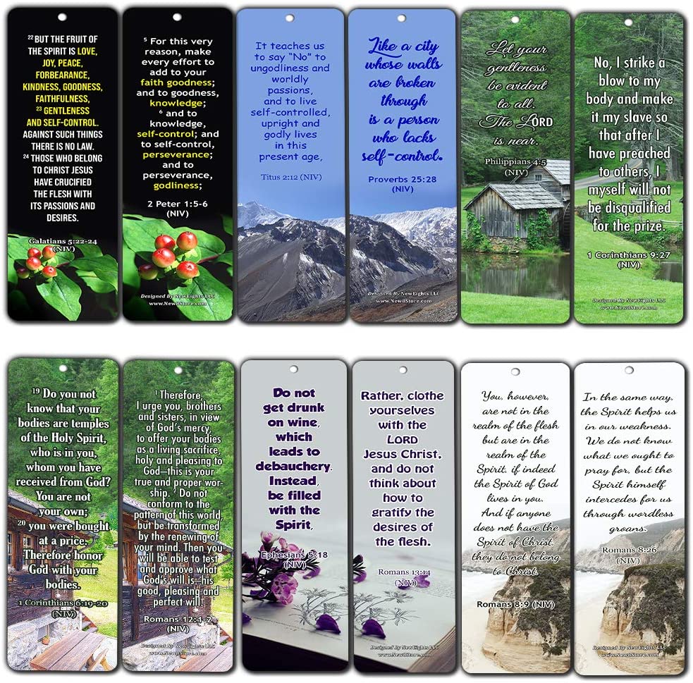 Bible Verses Related to Temperance Bookmarks (30-Pack) - Handy Bible Verses on How To Practice Temperance