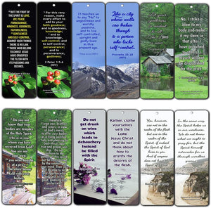 Bible Verses Related to Temperance Bookmarks (30-Pack) - Handy Bible Verses on How To Practice Temperance