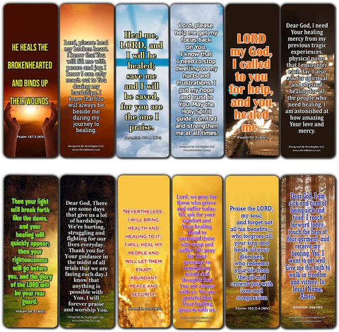 Popular Prayers and Bible Scriptures on Healing Bookmarks - 60 PACK