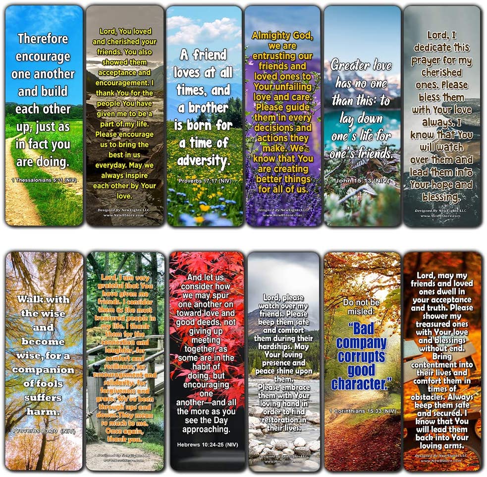 Popular Prayers and Bible Scriptures on Friendship Bookmarks - 12 Pack