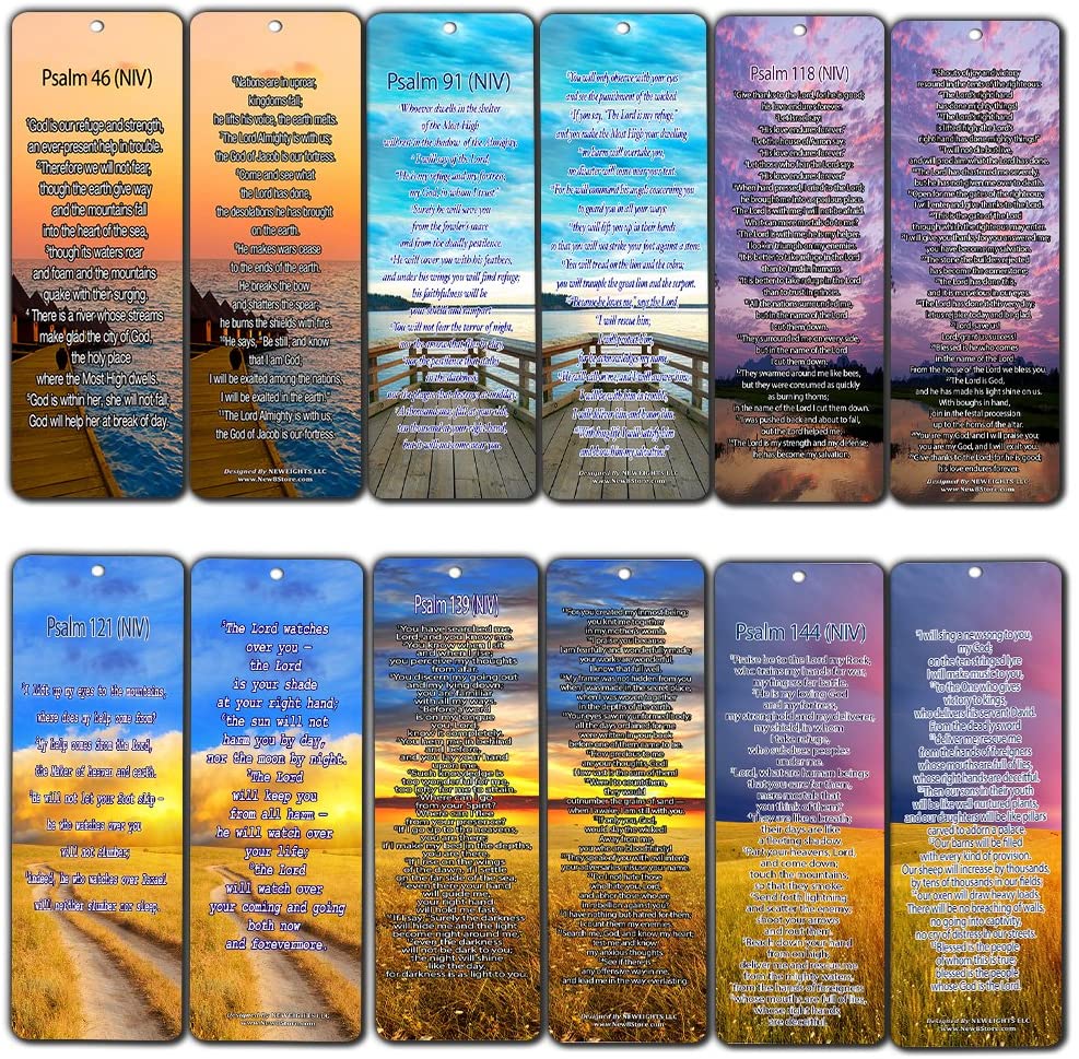 Bible Verse Bookmarks - Psalm Bookmarks - NIV Version (30-Pack) - Religious Christian Inspirational Gifts to Encourage Men Women Boys Girls - Bible Study Sunday School War Room Decor