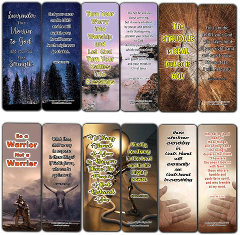 Trusting God And Not Worrying Religious Christian Bookmarks (60-Pack) - Perfect Giftaway for Sunday School and Ministries