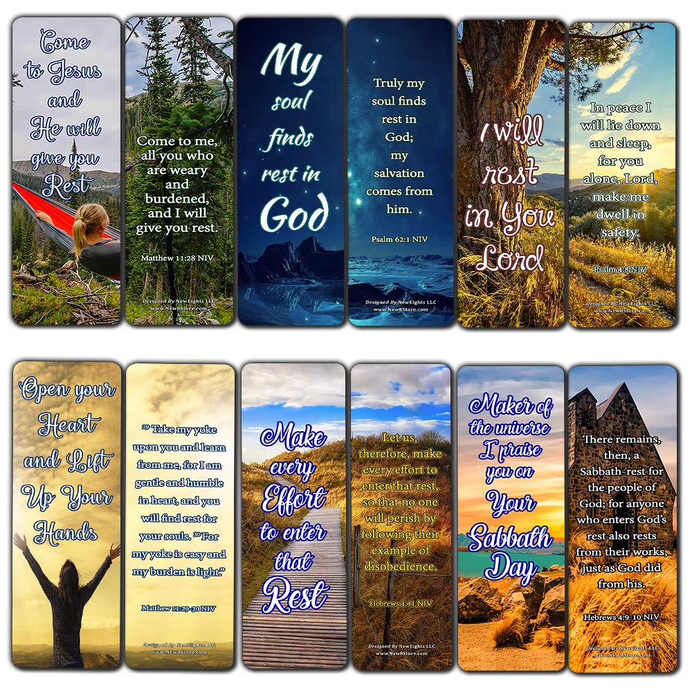 Encouraging Scriptures Bookmarks About Rest and Renewal