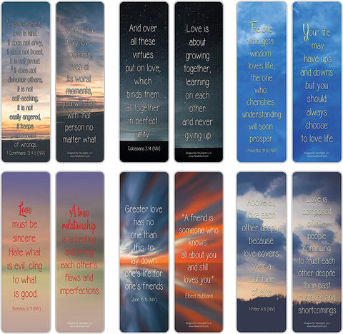 NewEights Love Bible Verses Sayings Bookmark Cards (30-Pack) â€“ Bulk Gifts Bookmarkers â€“ Stocking Stuffers for Bookworms, Book Readers, Men Women â€“ Office Supplies â€“ Inspiring Inspirational Sayings