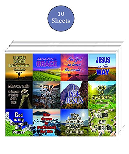 Christian Bible Verses Scriptures Quotes Stickers (10 Sheets) – Great gift give away for Journal Planner Sticky Notes Scrapbooking (Almighty God)