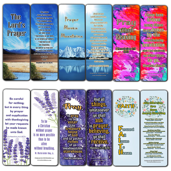Christian Prayer Inspirational Bookmarks Cards KJV (60-Pack) - The Lord's Prayer King James Version- Prayer Cards for Prayer Journal Book - Bible - Powerful War Room Decor