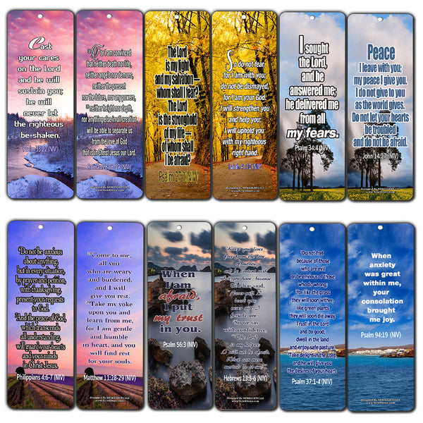 Christian Bookmarks Cards (60-Pack)- Bible Verses to Release Stress and Anxiety - Inspirational Religious Scriptures Prayer Cards - Best Encouragement Gifts for Men Women Teens Kids - Church Supplies