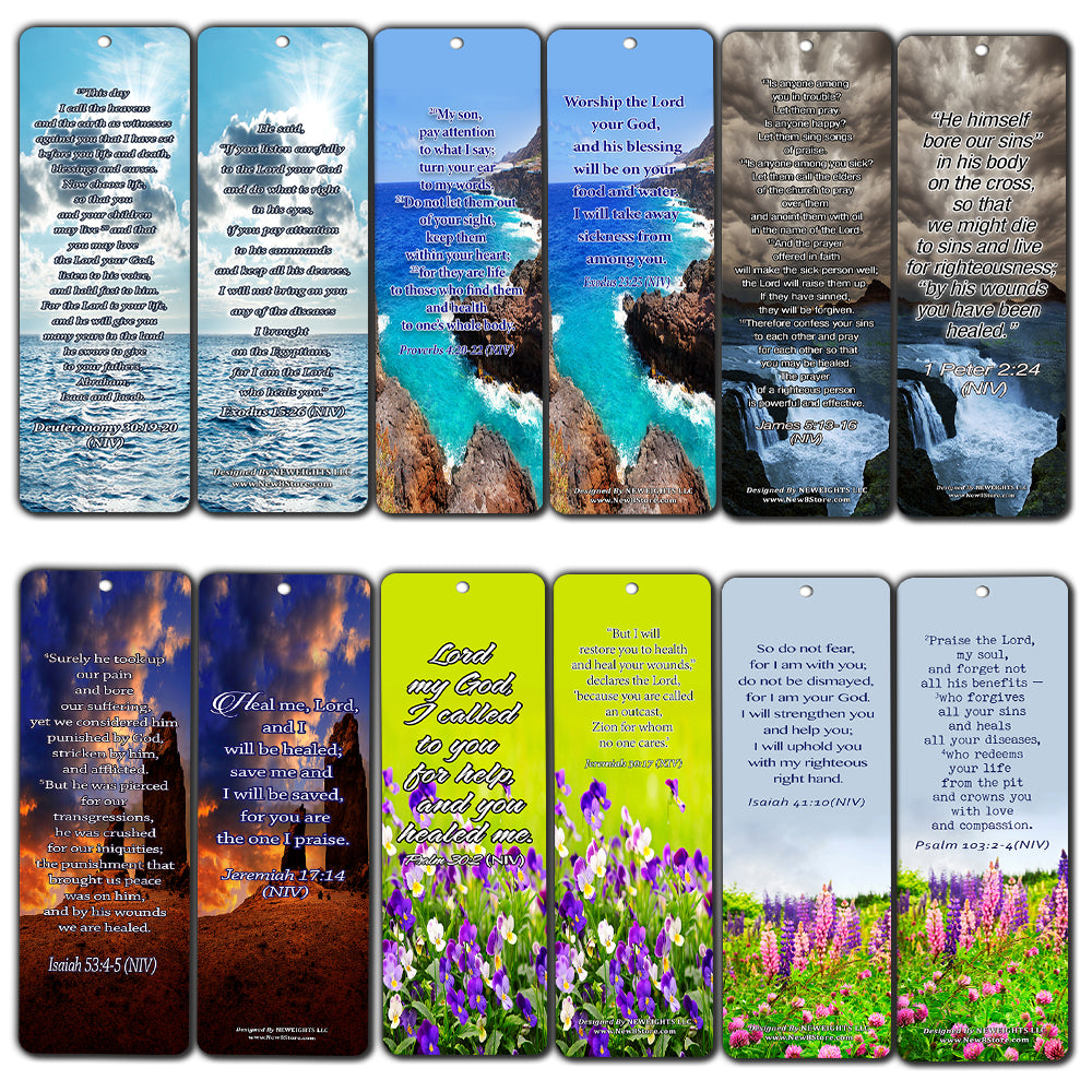 Popular Healing Bible Verses Bookmarks Cards (60-Pack) - God is Able to Heal You and Your Loved One - Physically Emotionally Spiritually - Best Encouragement Gifts for Men Women Teens Kids