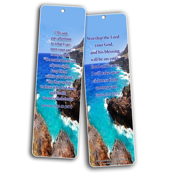 Popular Healing Bible Verses Bookmarks Cards (60-Pack) - God is Able to Heal You and Your Loved One - Physically Emotionally Spiritually - Best Encouragement Gifts for Men Women Teens Kids
