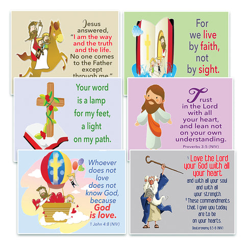 NewEights Christian Postcards Cards for Kids - God Is Love Theme (60 Pack) - Great Reminder for Everyone About God Is Love