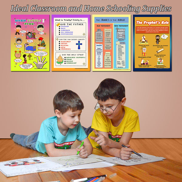 NewEights Bible Knowledge Series 4 Learning Posters (12-Pack) â€“ Great Bulk Value Buy