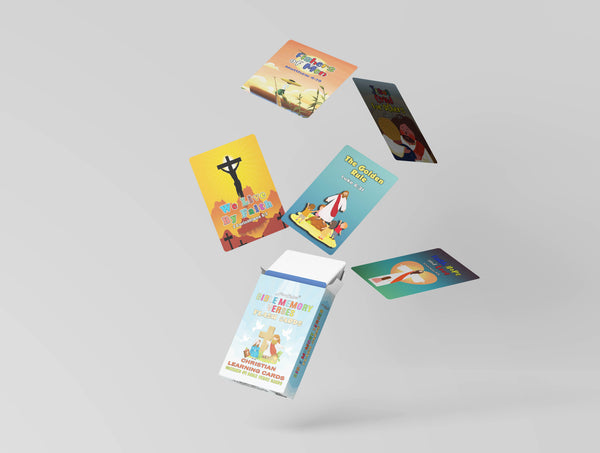 NewEights Bible Memory Verses Flash Cards (4-Deck) - Christian Cards for Home Nursery Classroom