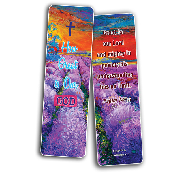 Favorite Bible Verses Bookmarks How Great Is Our God Bookmarks (30 Pack) - Handy Life Changing Bible Texts That Are Very Uplifting - Stocking Stuffers Encouragement Tool - Bible Study Church Supplies