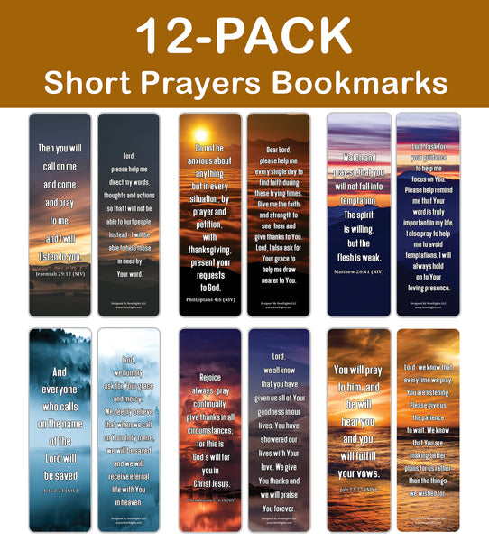 NewEights Popular Prayers and Bible Scriptures on Short Prayers Bookmarks (12-Pack) – Daily Motivational Card Set