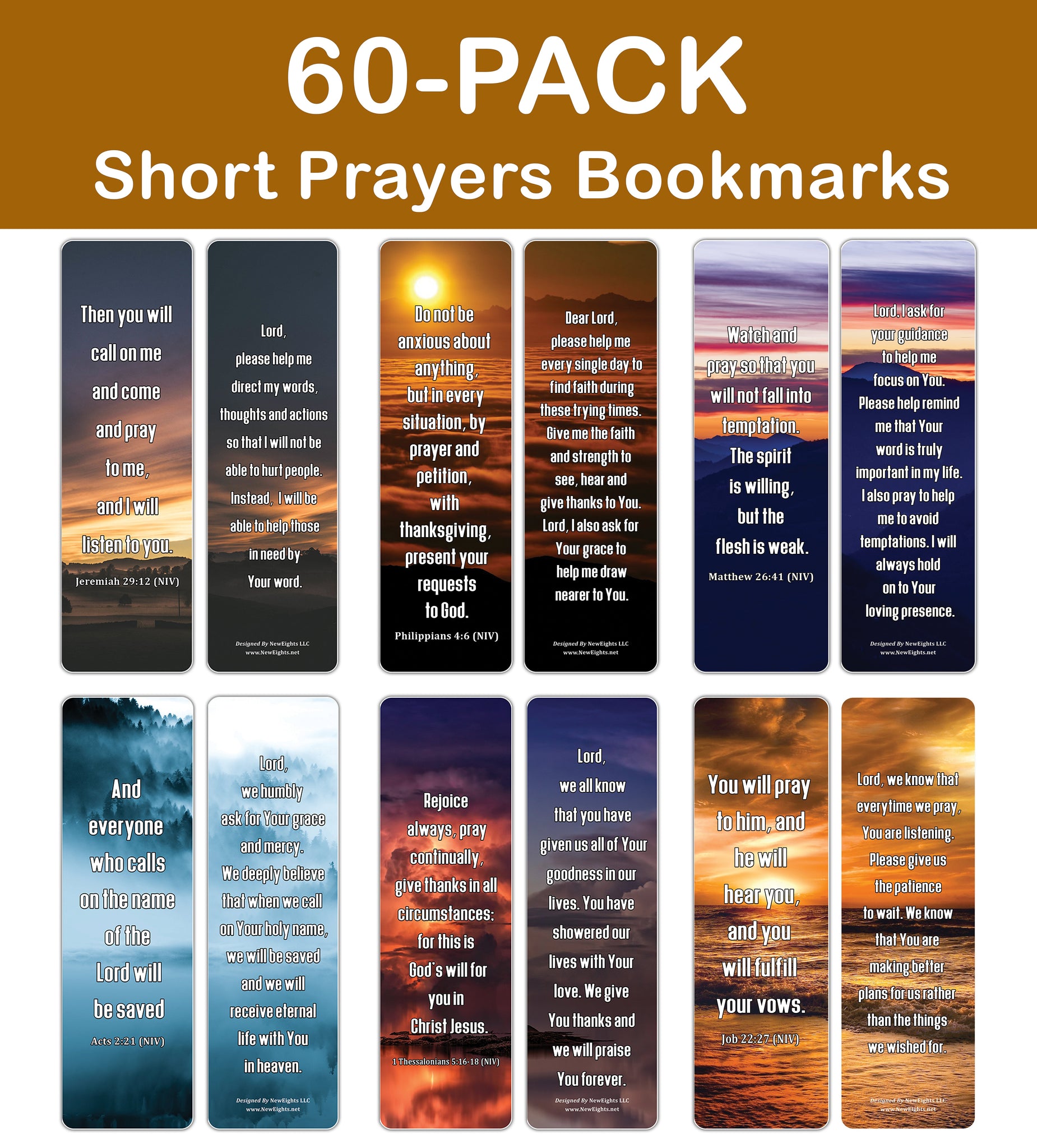 NewEights Prayers and Scripture Bible Short Prayers Bulk Bookmarks (60-Pack) – Awesome Learning Bookmarks