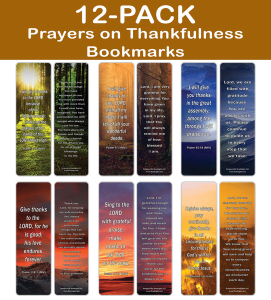 NewEights Popular Prayers and Bible Scriptures on Thankfulness Bookmarks (12-Pack) – Daily Motivational Cards